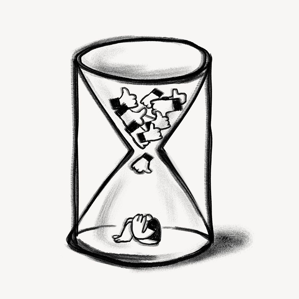Social media likes hourglass doodle