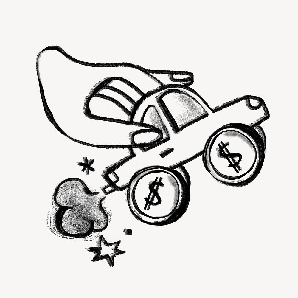 Car insurance doodle, finance concept