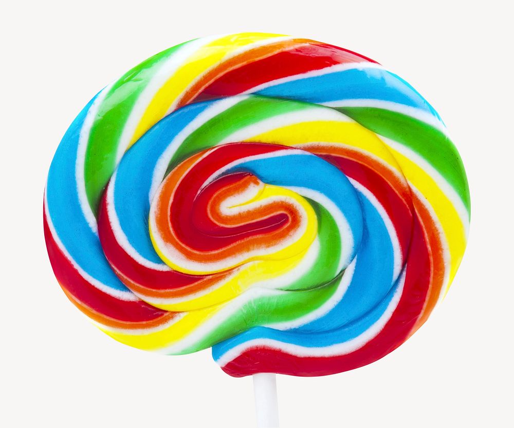 Colorful swirl lollipop collage element, isolated image psd