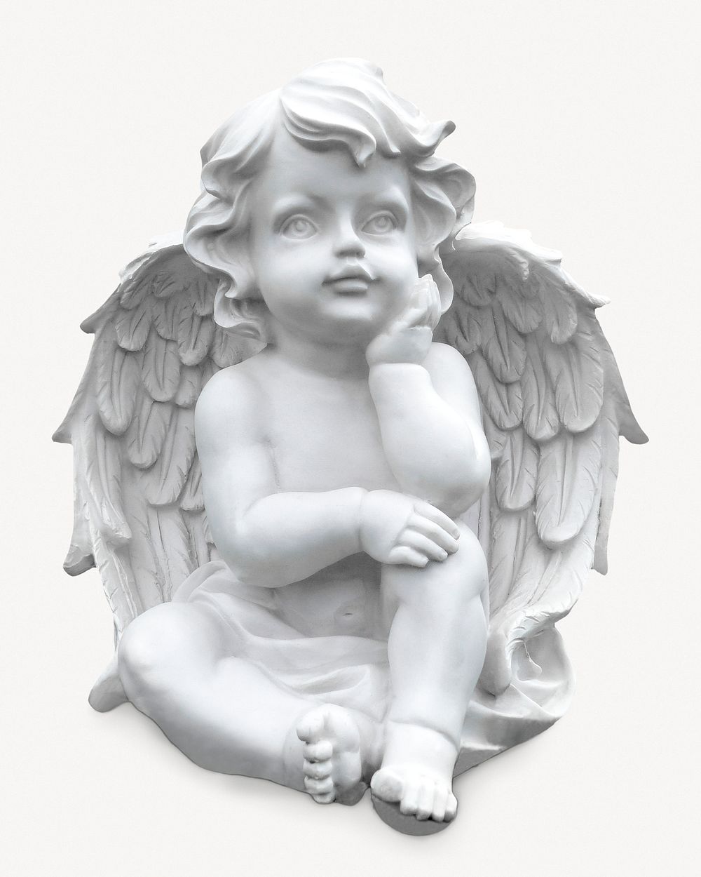 Baby angel statue, isolated sculpture image psd
