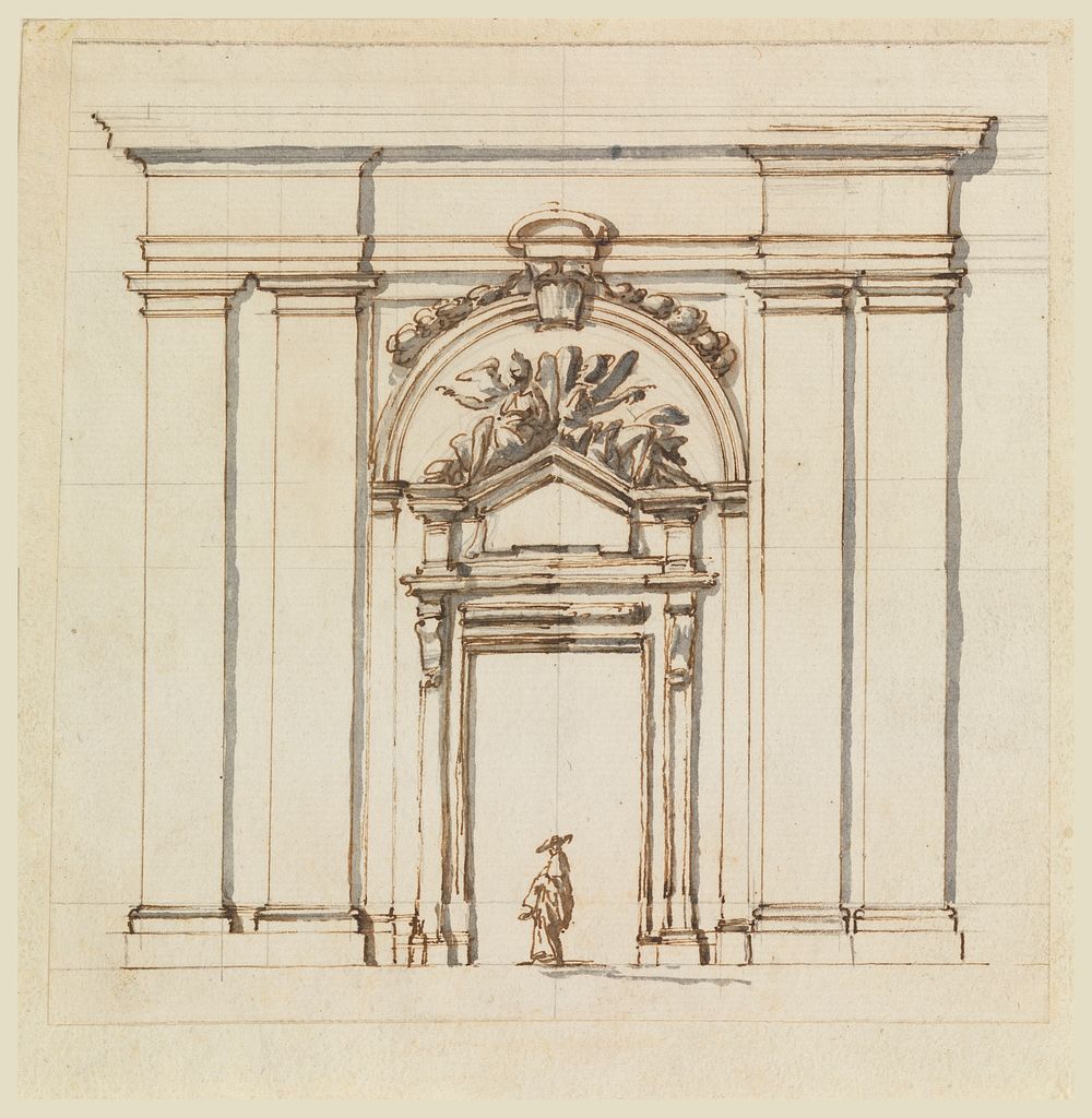 Design for the Section of a Part of a Wall with a Doorcase