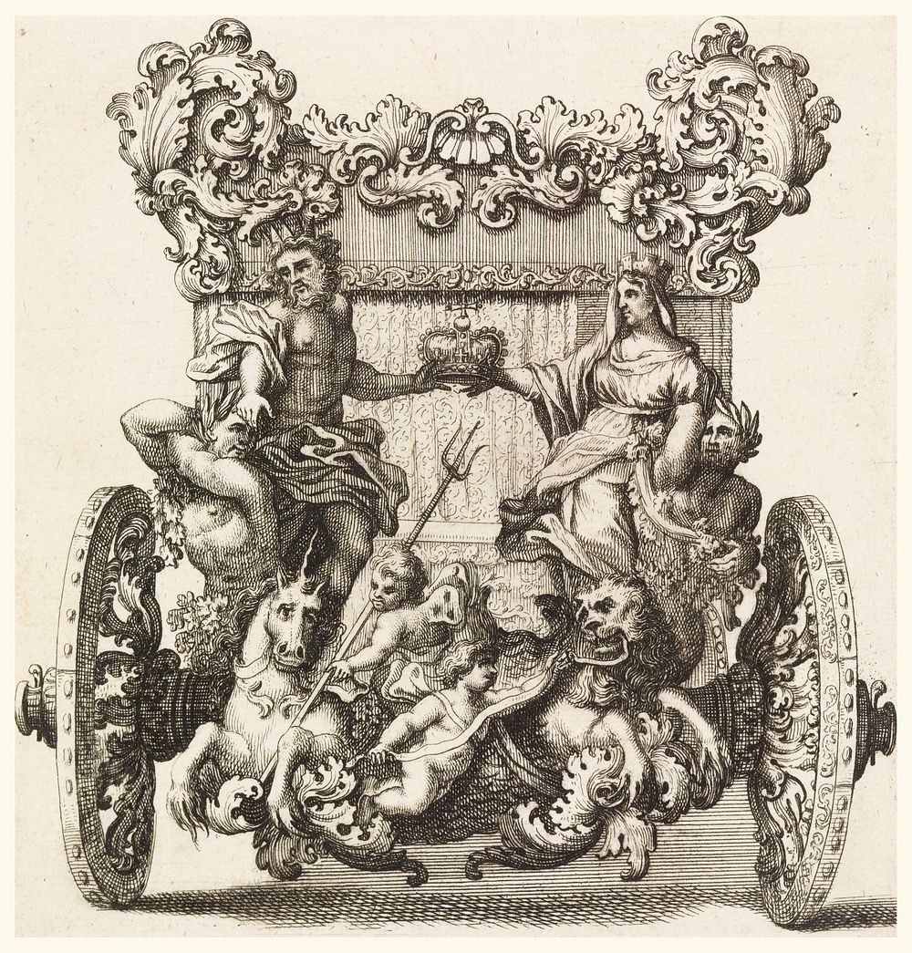 Rear View of the First Carriage of Lord Catelmaine Built in 1686 by Andrea Cornely after Ciro Ferri (1634-1689)