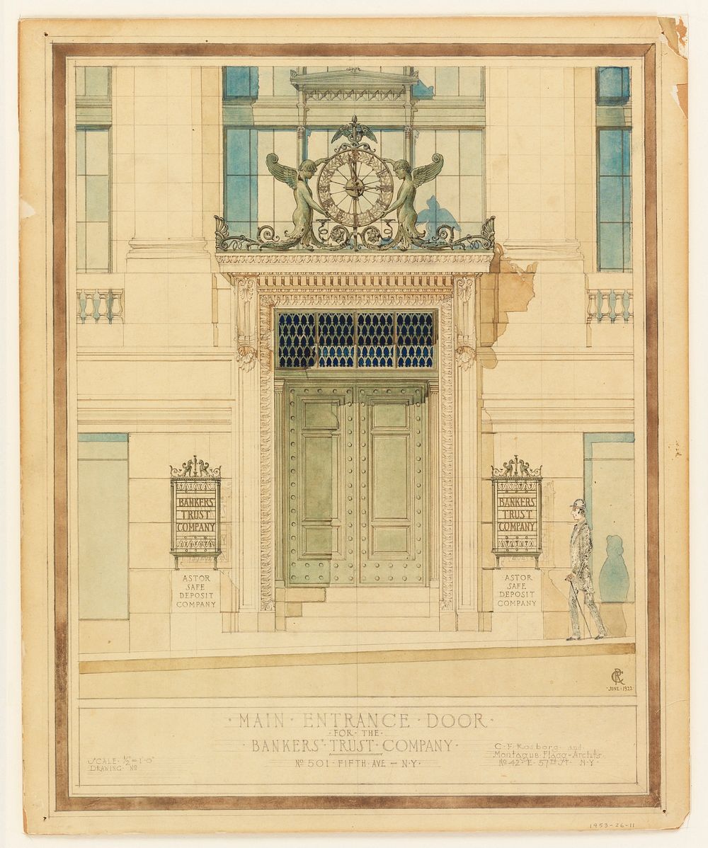 Design for main entrance door for the Bankers' Trust Company, New York, NY