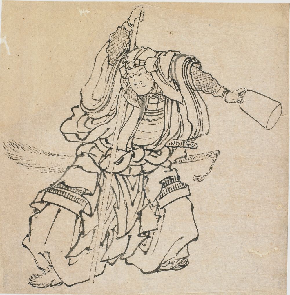 Standing warrior in full armor by Katsushika Hokusai