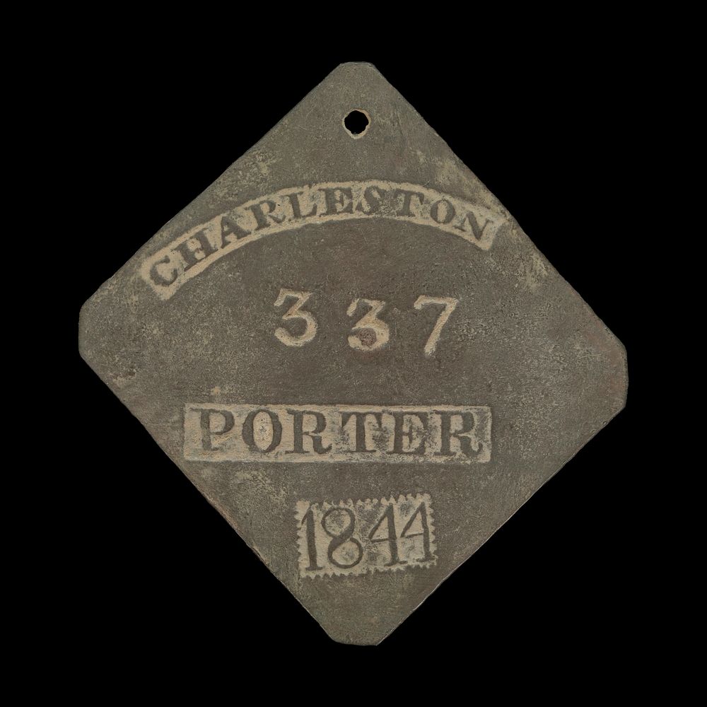 Charleston slave badge from 1844 for Porter No. 337
