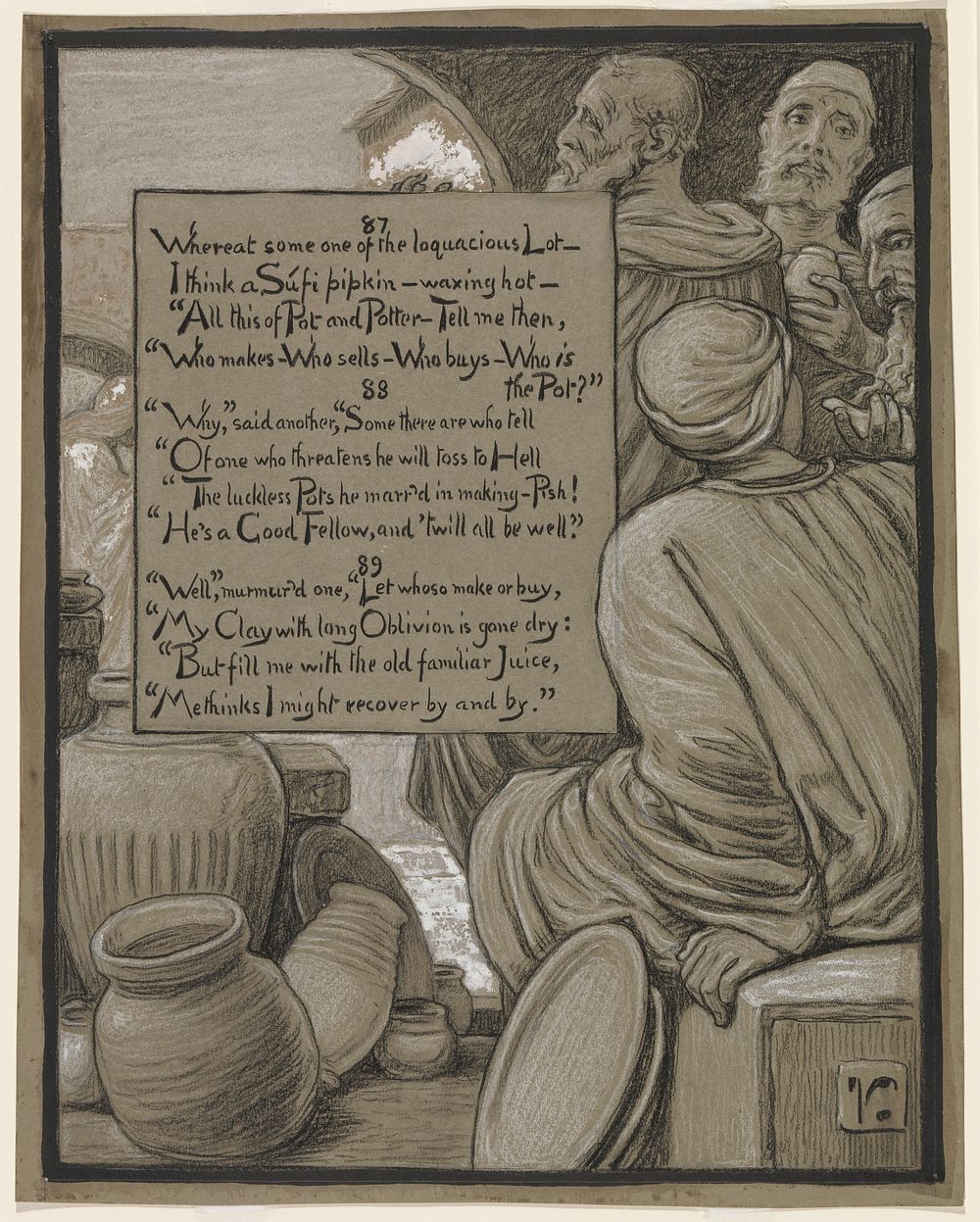 (Illustration for Rubáiyát of Omar Khayyám) The Loquacious Vessels by Elihu Vedder