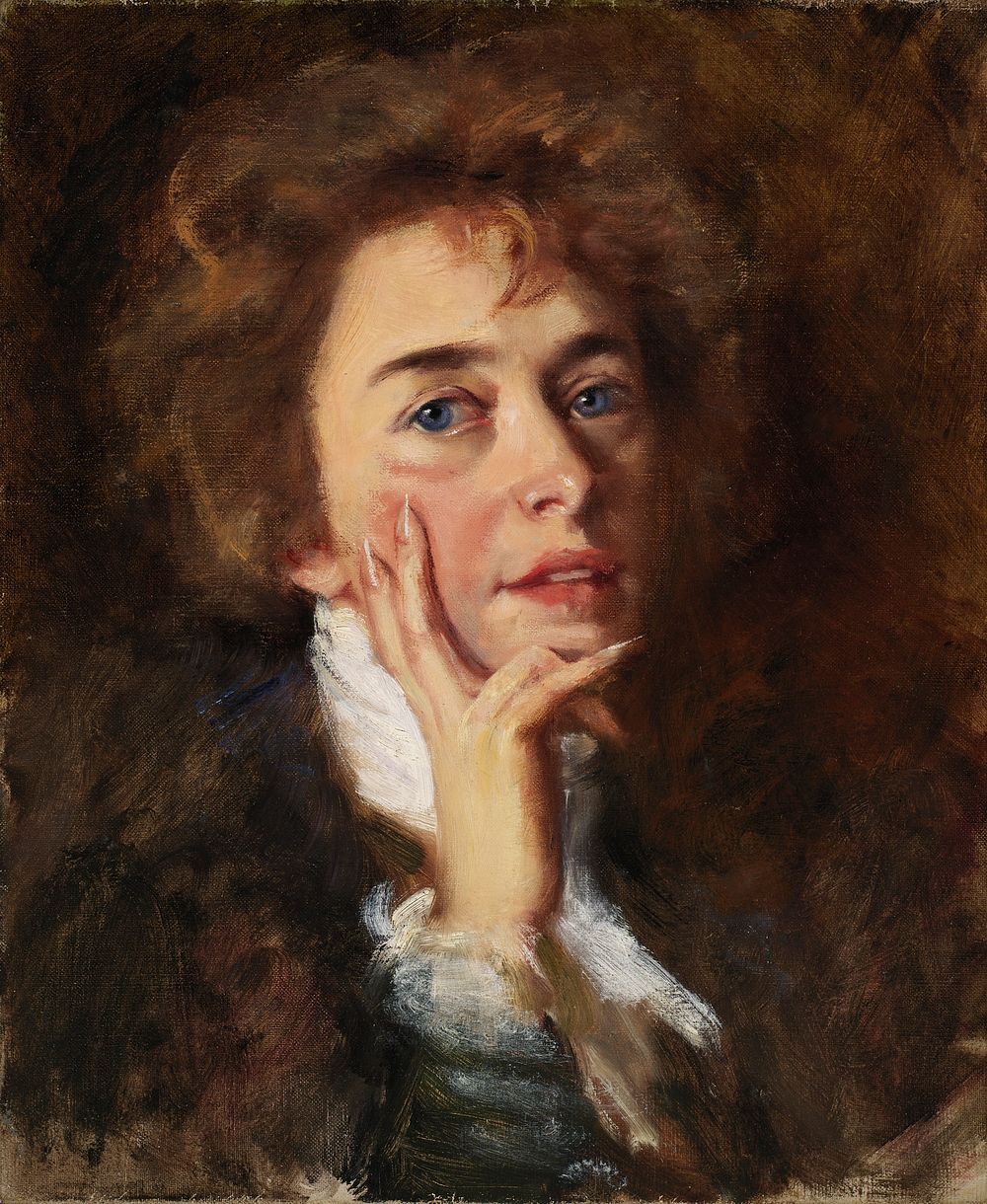 Self-Portrait with Jabot by Alice Pike Barney, born Cincinnati, OH 1857-died Los Angeles, CA 1931