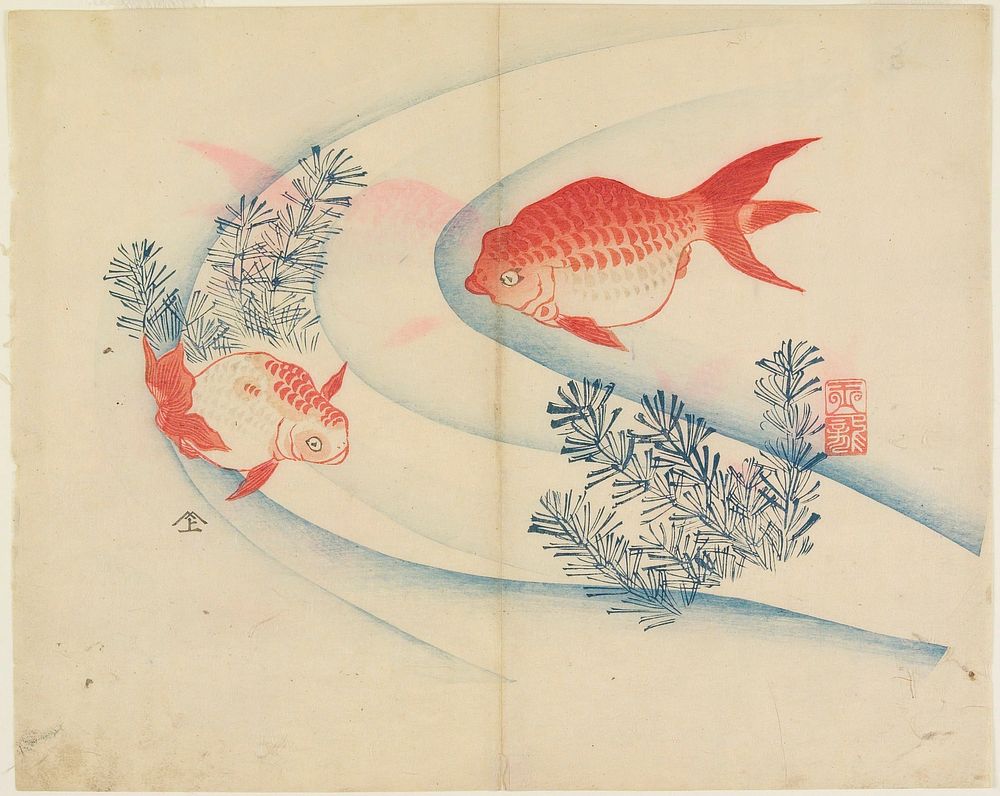 Two Goldfish in Water (1830s) print in high resolution by Yamada Hogyoku. Original from The Minneapolis Institute of Art.…