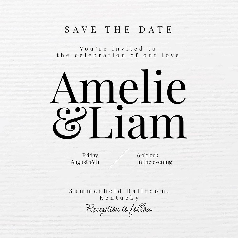 Wedding RSVP Instagram post template, editable text vector