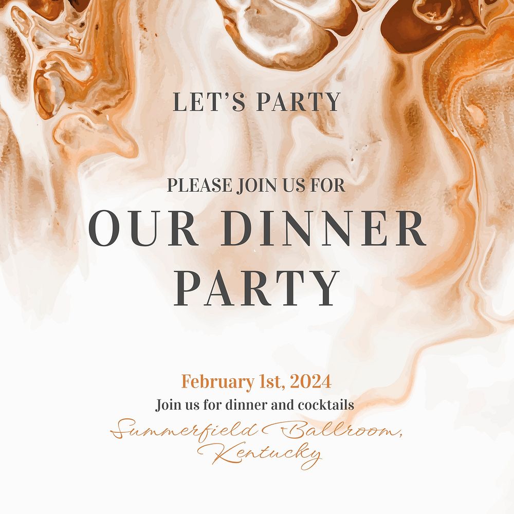Dinner party Instagram post template, editable text vector