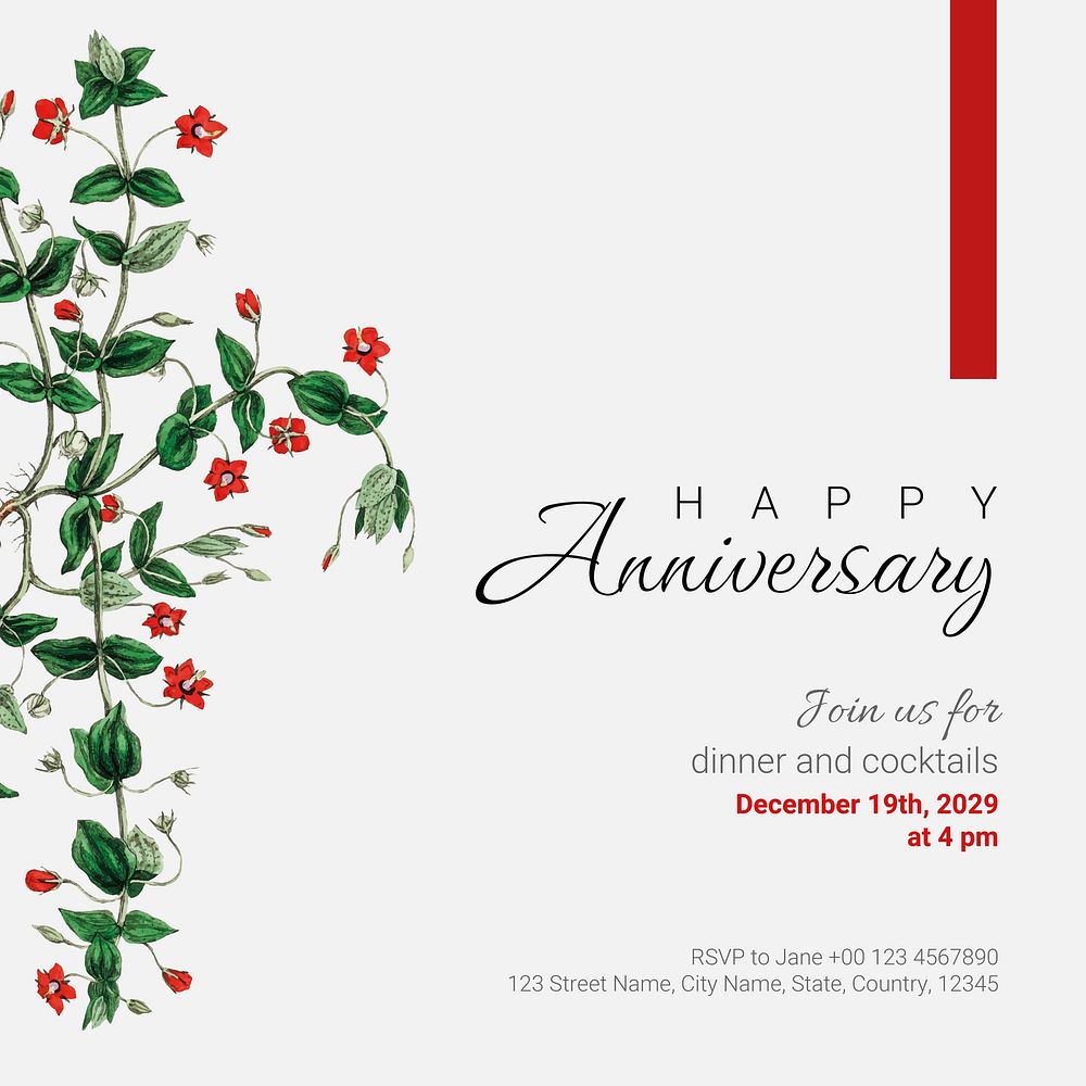 Anniversary party Instagram post template, editable text vector