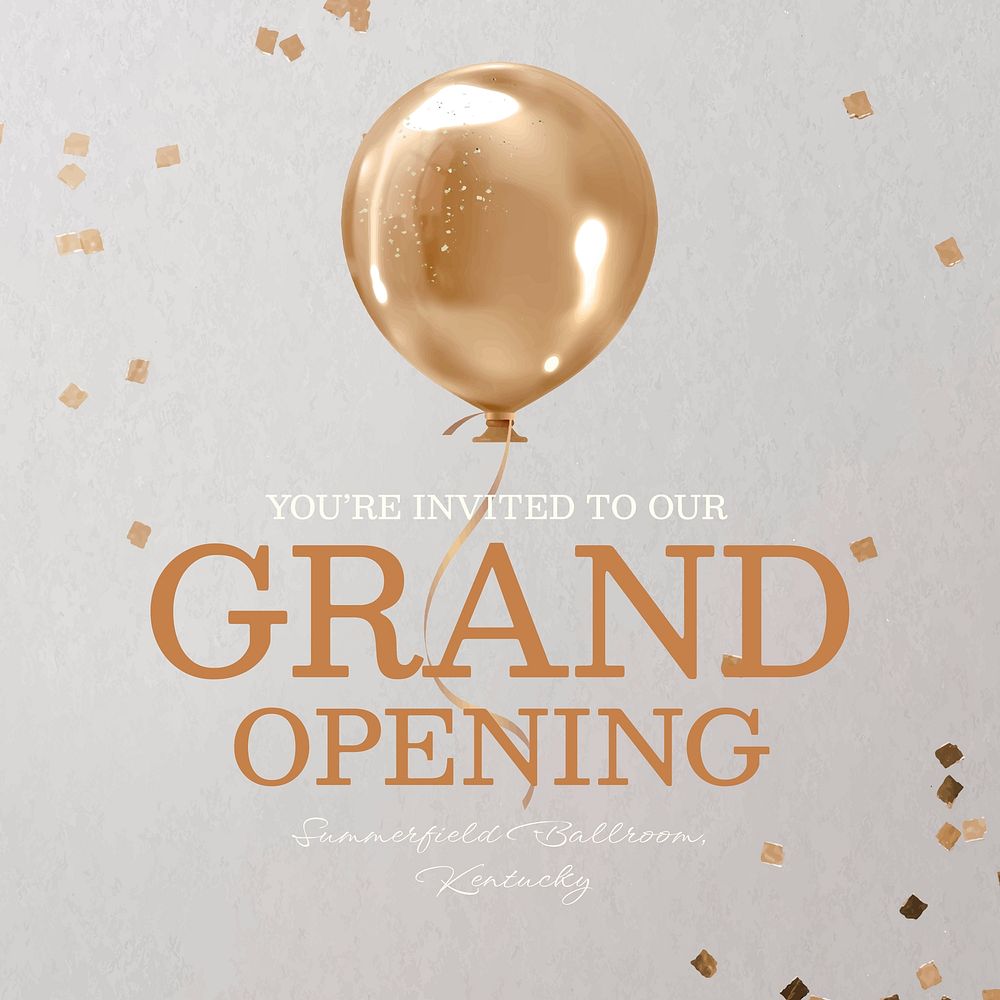 Grand opening Instagram post template, editable text vector