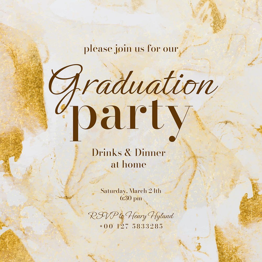 Graduation party Instagram post template, editable text vector