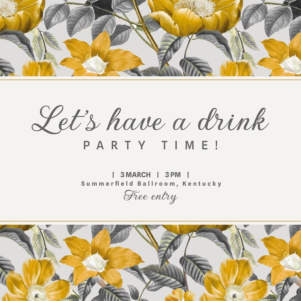 Spring party Instagram post template, editable text vector