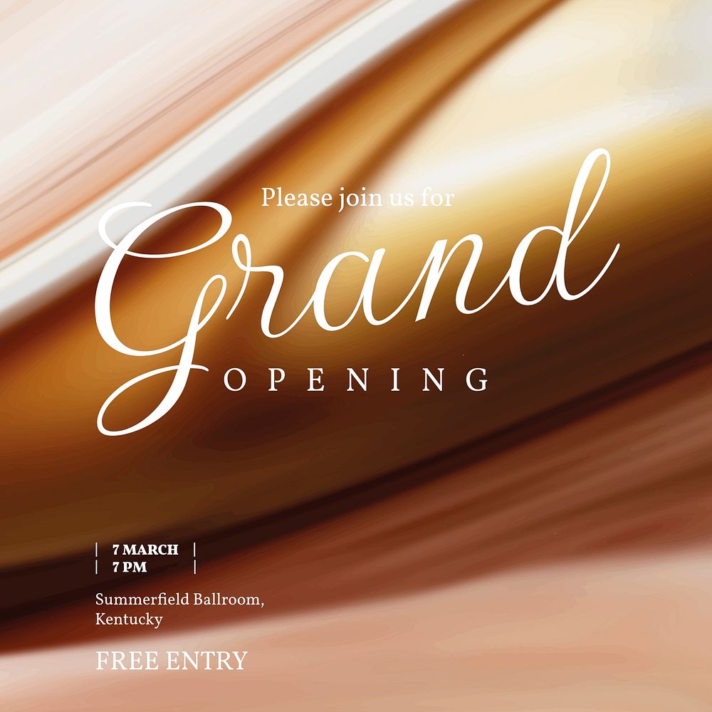 Grand opening Instagram post template, editable text vector
