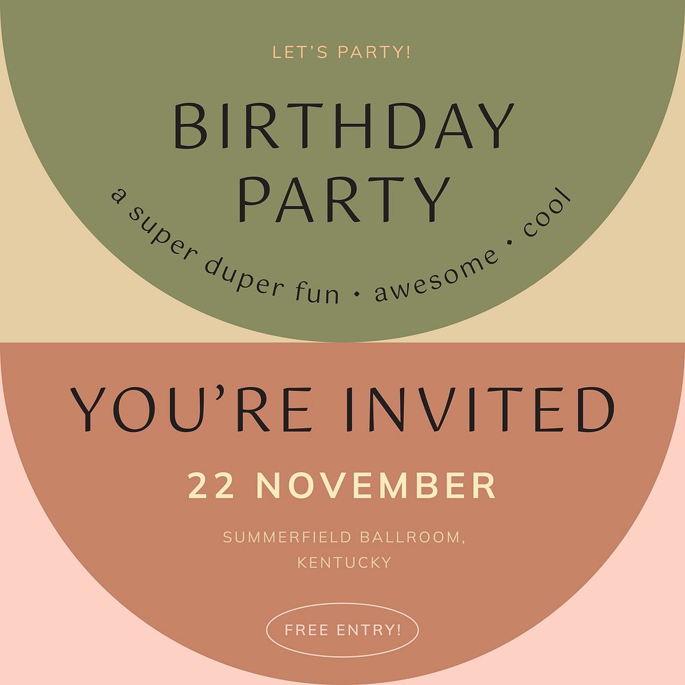 Birthday party Instagram post template, editable text vector