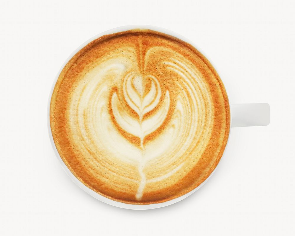 Latte art, coffee isolated image