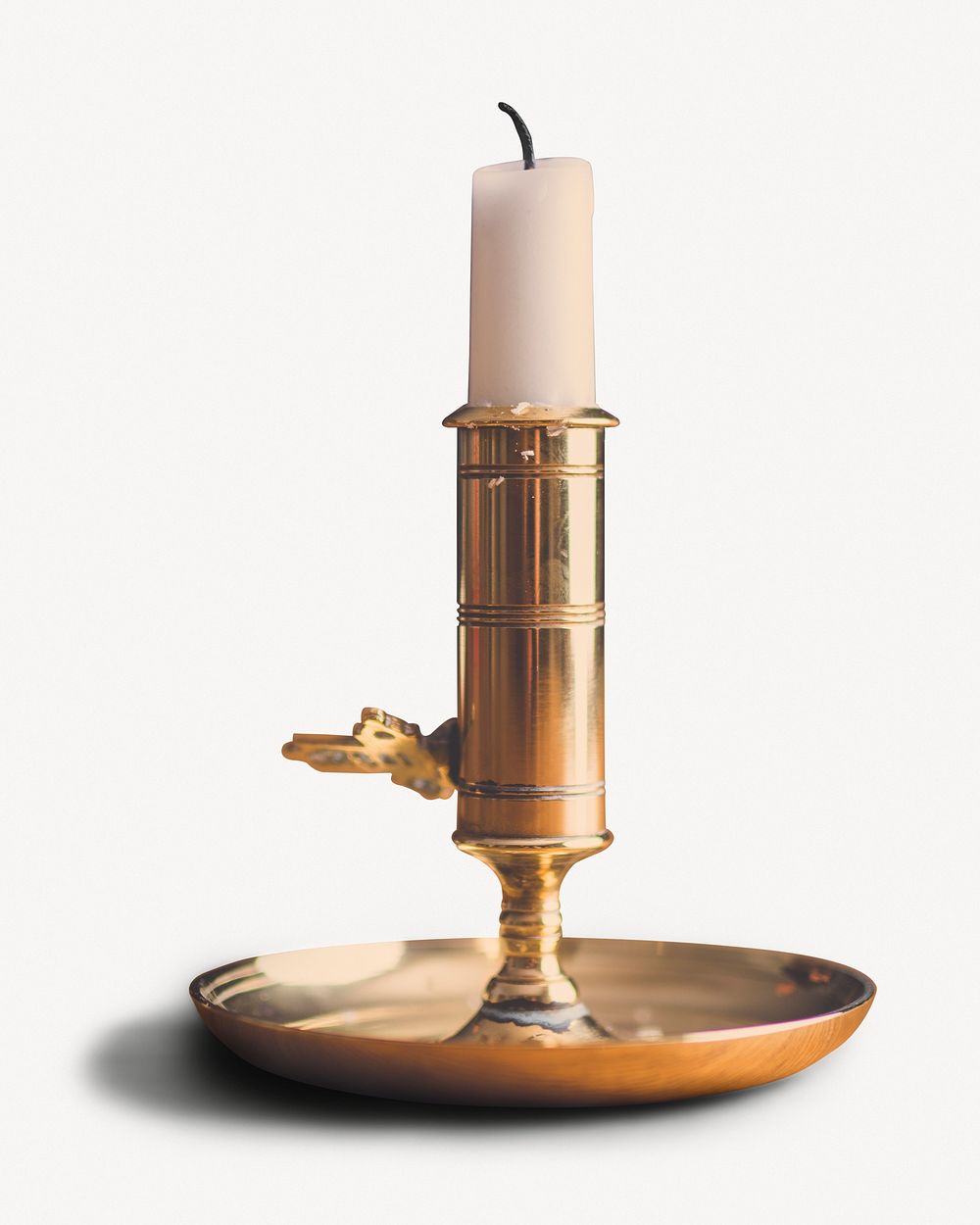 Gold candle holder, isolated object image psd