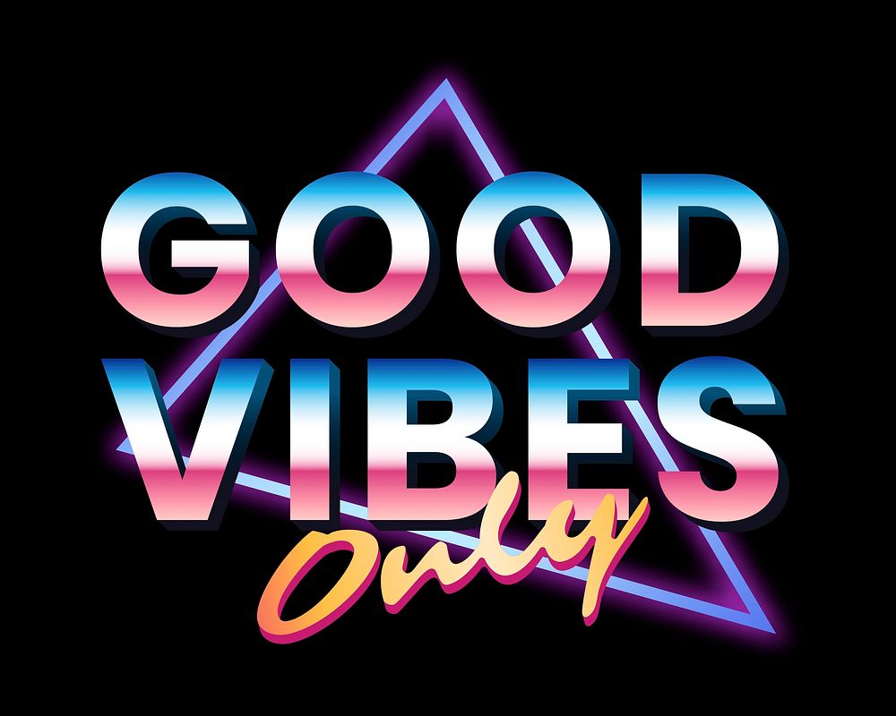 Good vibes only, retro typography collage element psd
