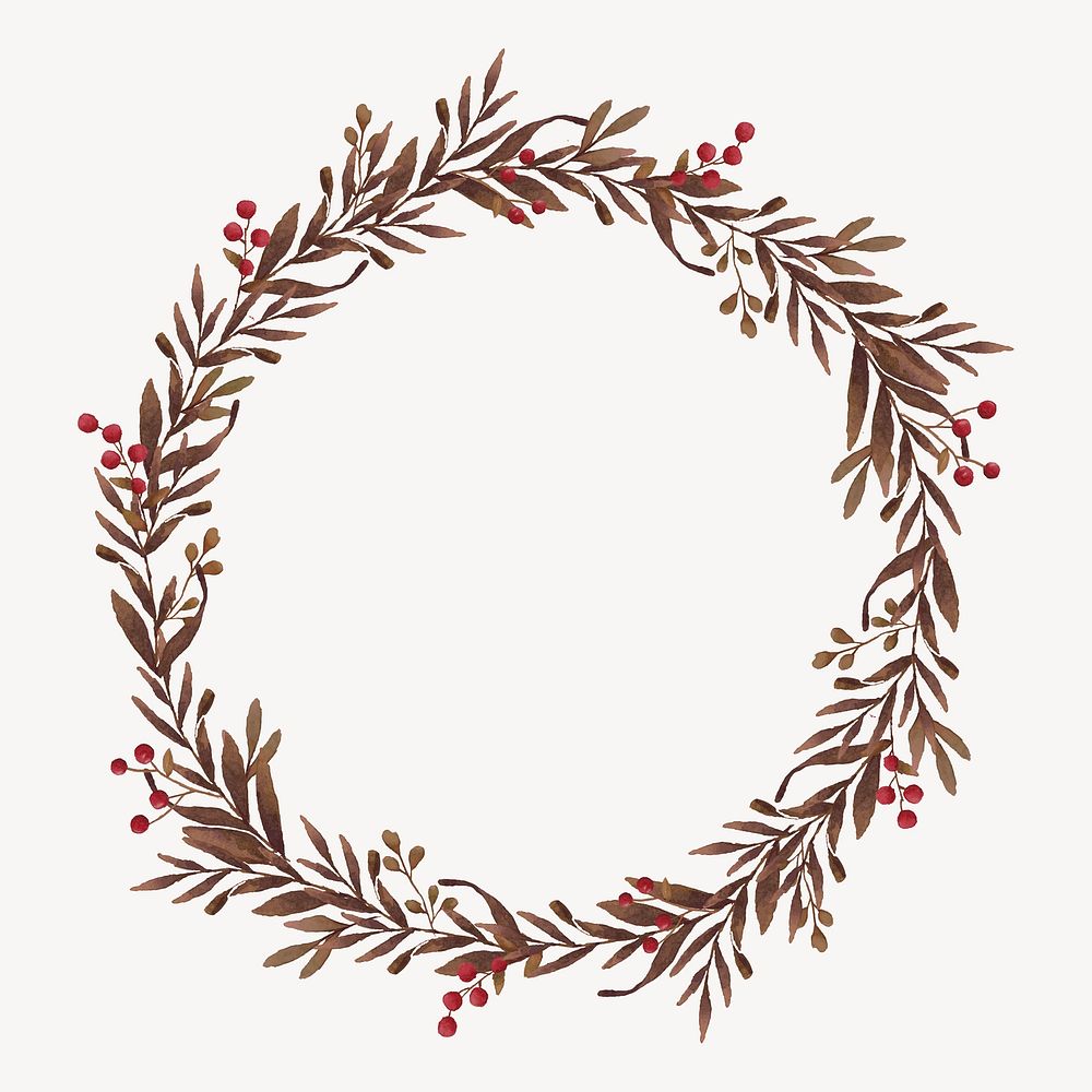 Christmas wreath frame, festive collage element
