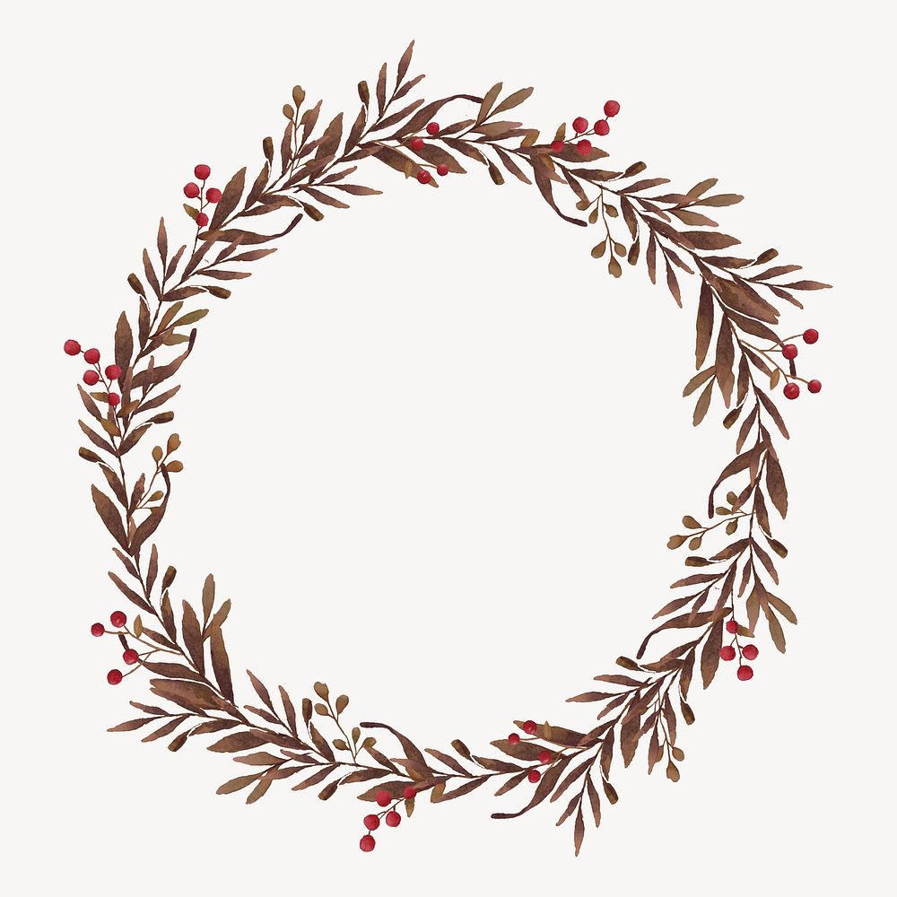 Christmas wreath frame, festive collage element psd
