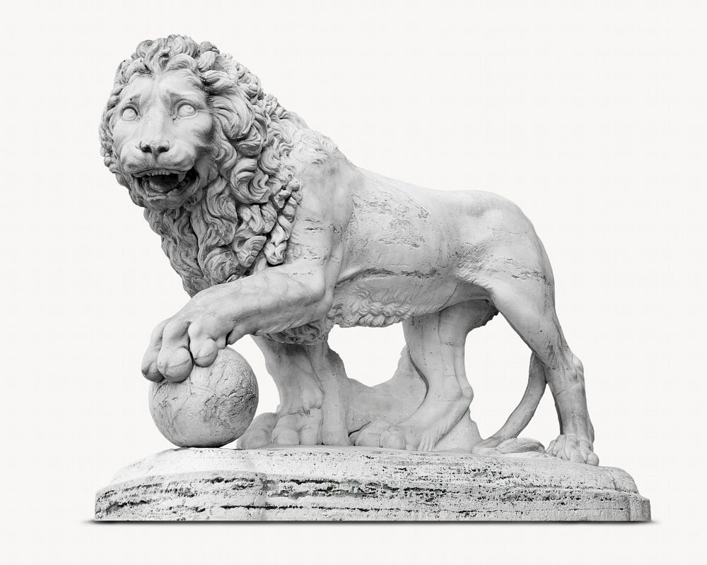 Medici lion sculpture, isolated animal image