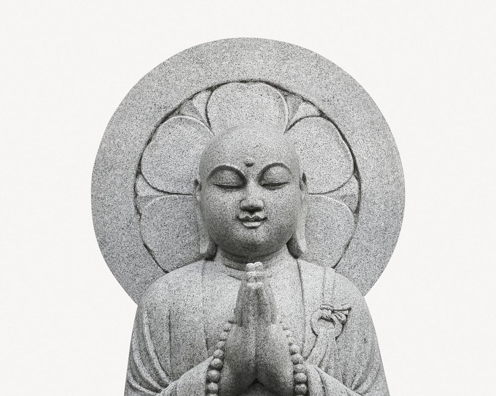 Japanese Buddha sculpture, isolated religious image psd