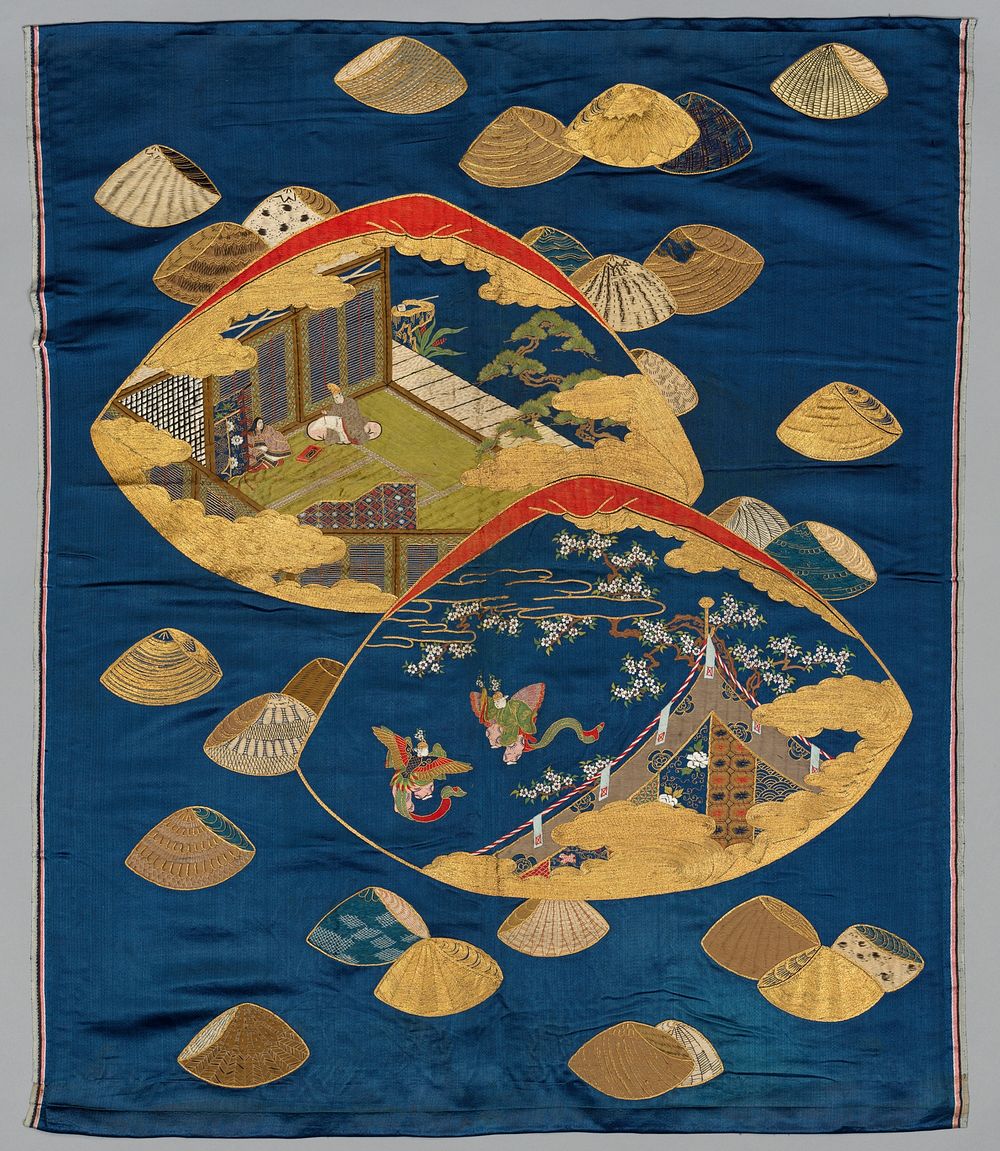 Gift Cover (Fukusa) with Tale of Genji Shell-Matching Game. Original from The Cleveland Museum of Art.