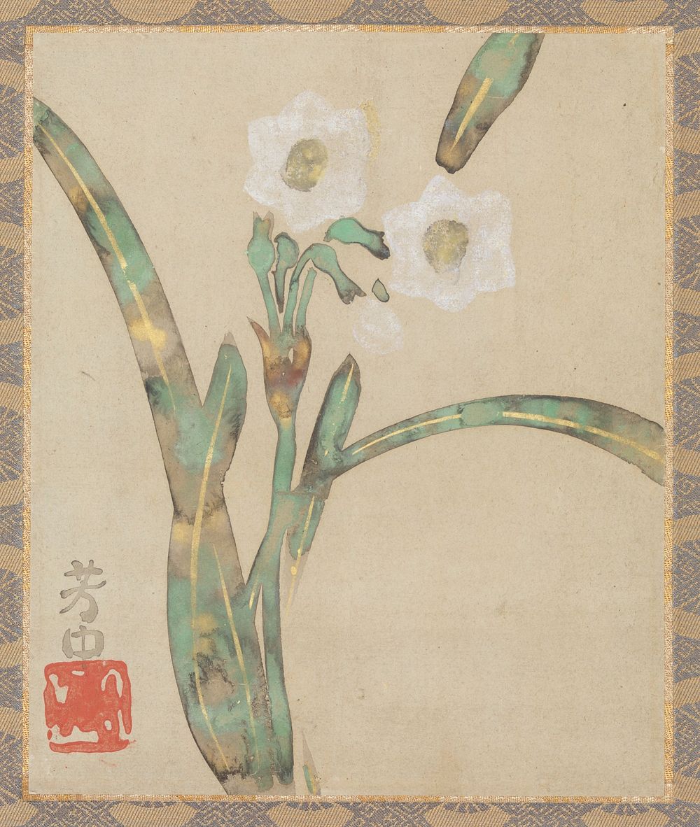 Narcissus during 18th–19th century painting in high resolution by Nakamura Hochu. Original from the Minneapolis Institute of…