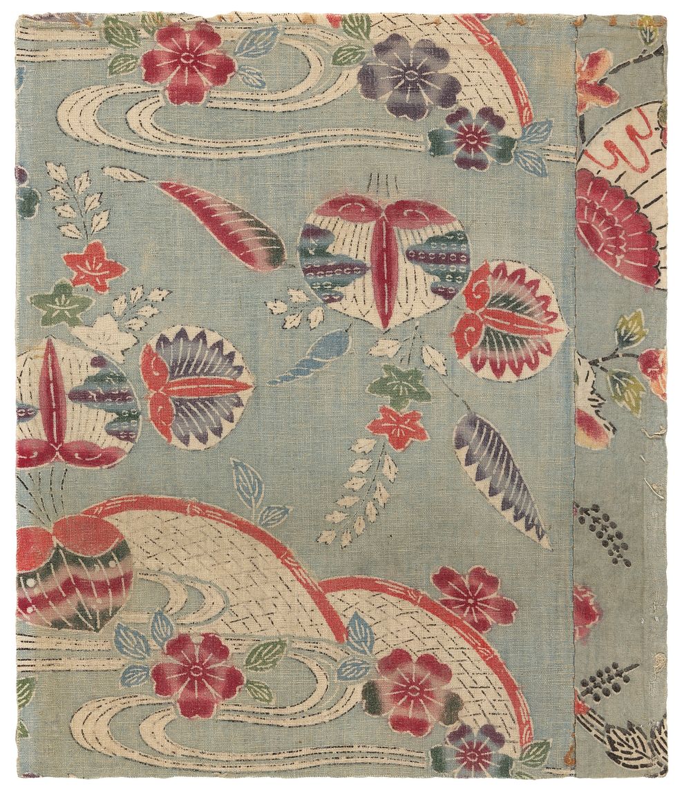 Fragment decorated with two similar patterns during 19th century textile in high resolution.  Original from the Minneapolis…