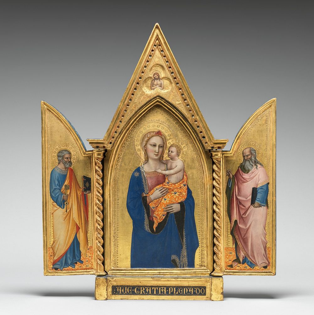 Madonna and Child, with Saints Peter and John the Evangelist, and Man of Sorrows (ca. 1360) by Nardo di Cione.  