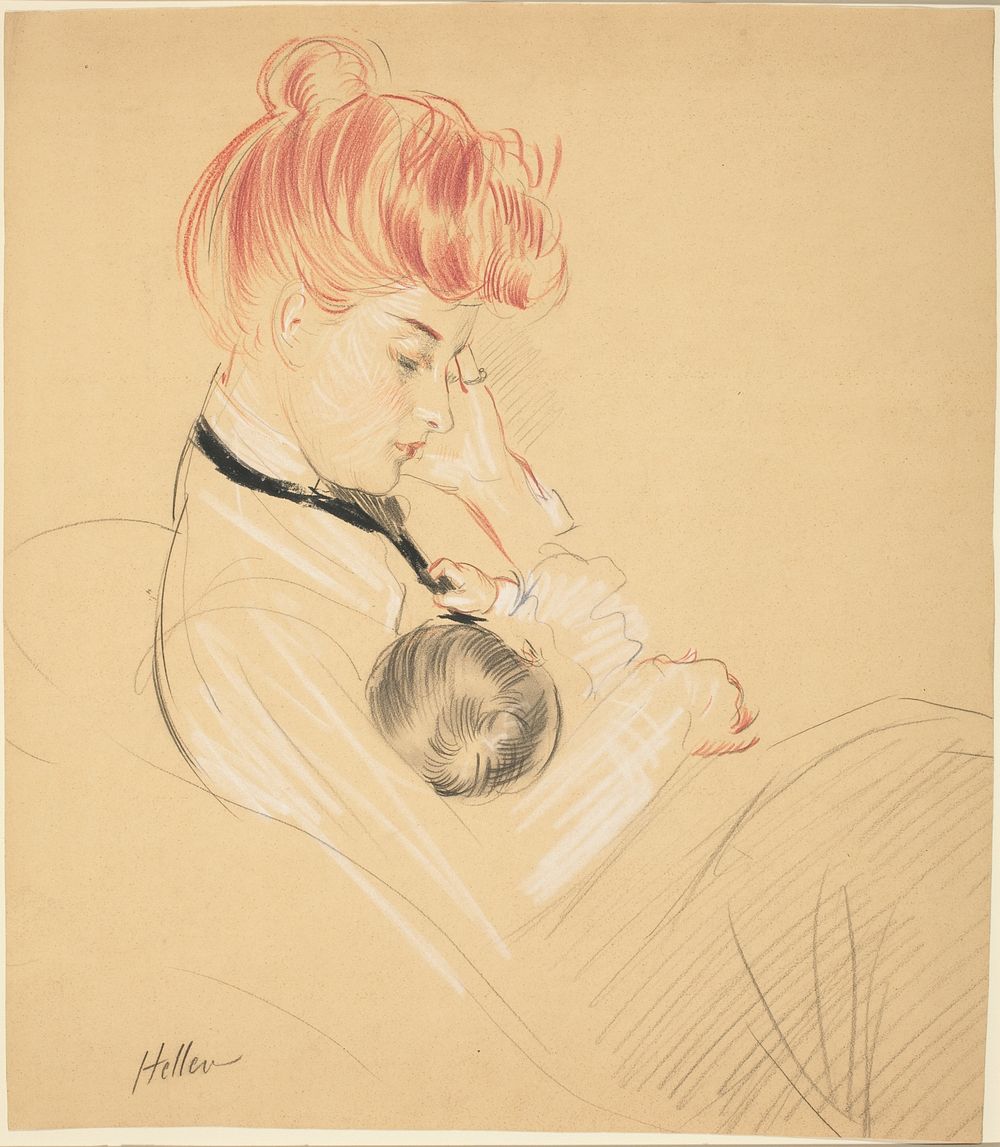 Madame Helleu Cradling Paulette in Her Arms (1904/1905) by Paul-C&eacute;sar Helleu. 