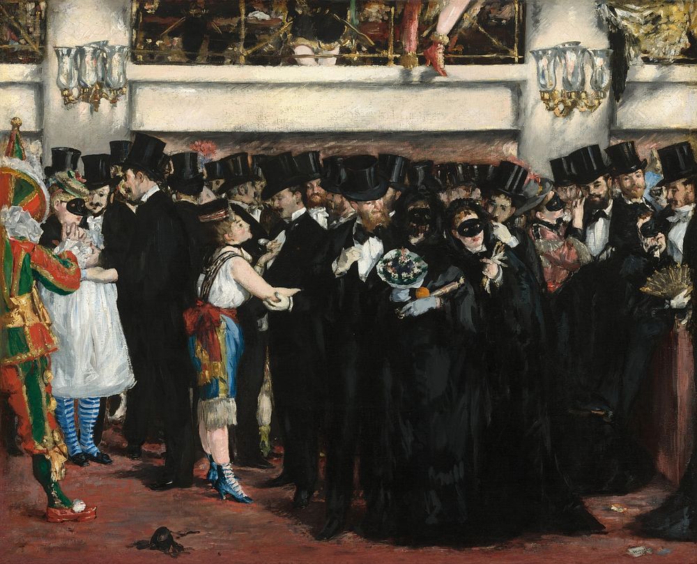 Masked Ball at the Opera (1873) painting in high resolution by Edouard Manet.  