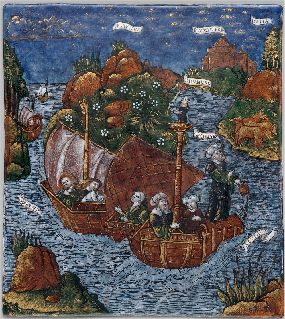 The Fleet of Aeneas Arrives in Sight of Italy (Aeneid, Book III), Master of the Aeneid