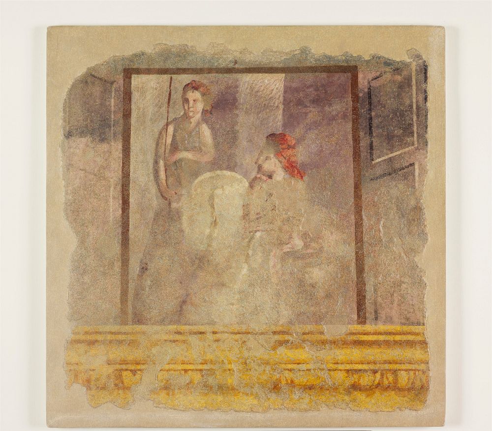 Wall painting fragment from the north wall of Room H of the Villa of P. Fannius Synistor at Boscoreale, Roman