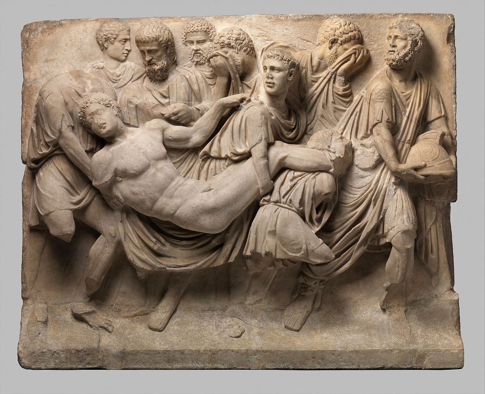 Marble sarcophagus fragment, Roman