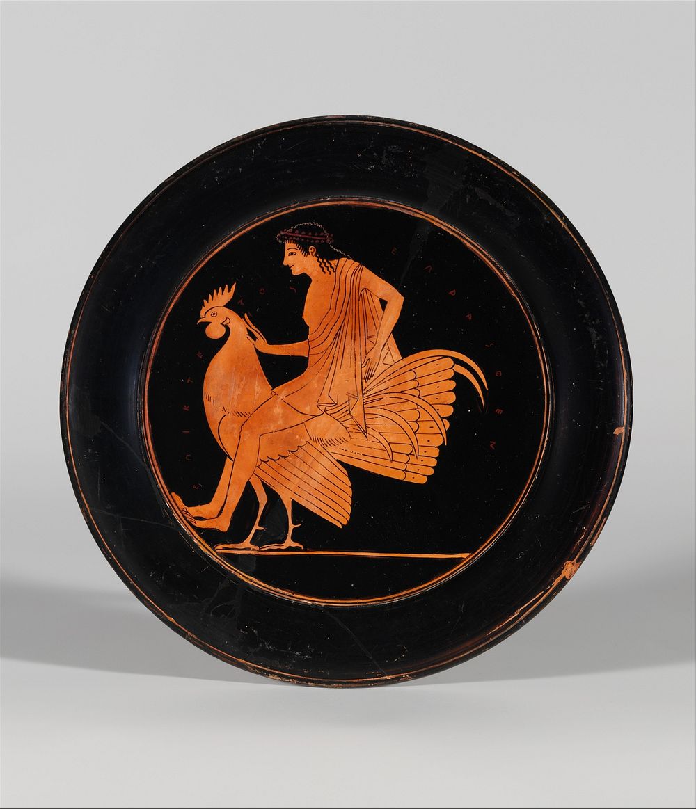 Terracotta plate, signed by Epiktetos