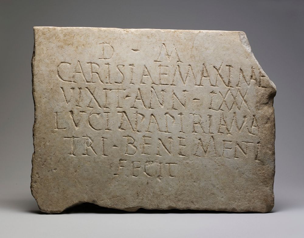 Marble funerary inscription
