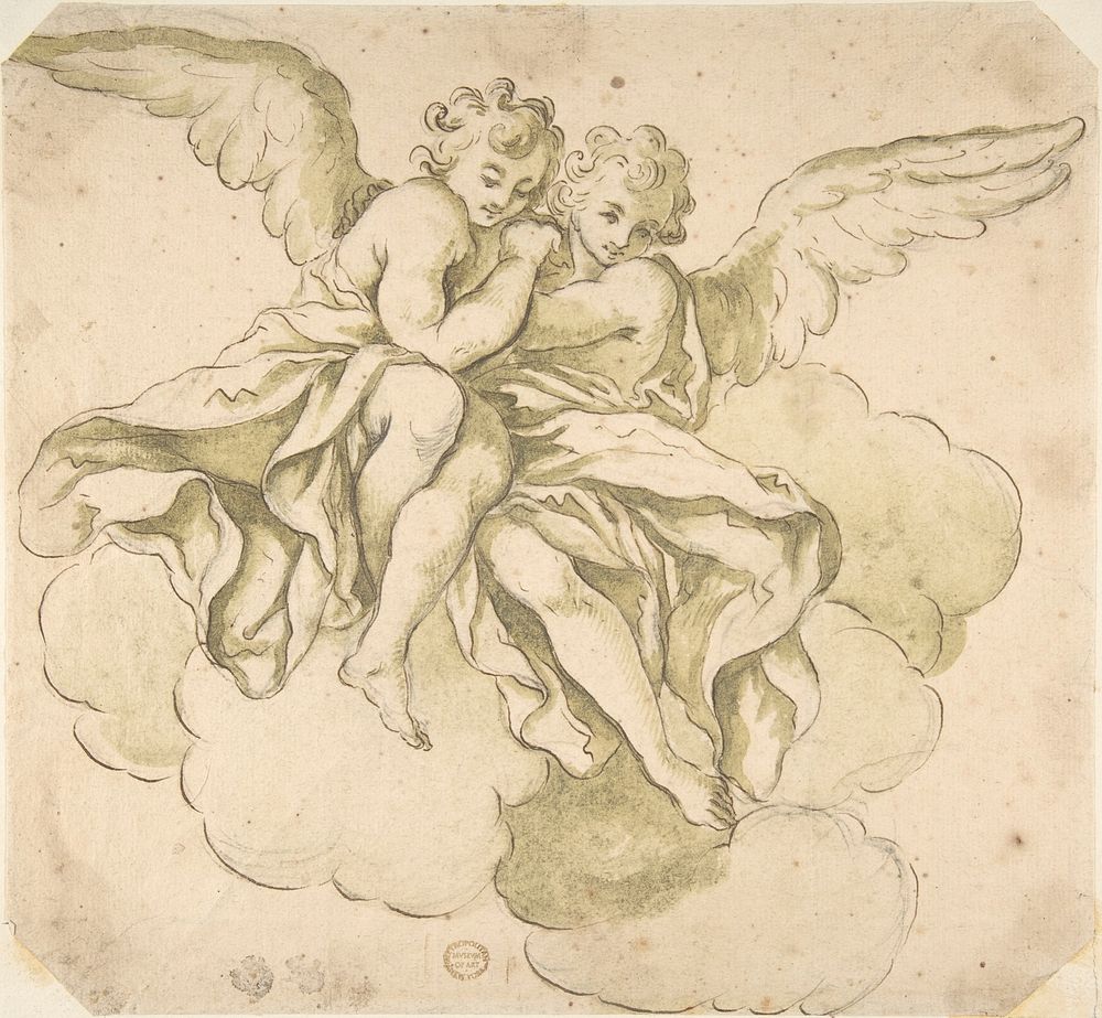Two Angels by Anonymous, Italian, Roman-Bolognese, 17th century