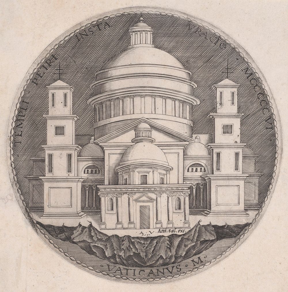 Saint Peter's Basilica by Agostino Veneziano (Agostino dei Musi)