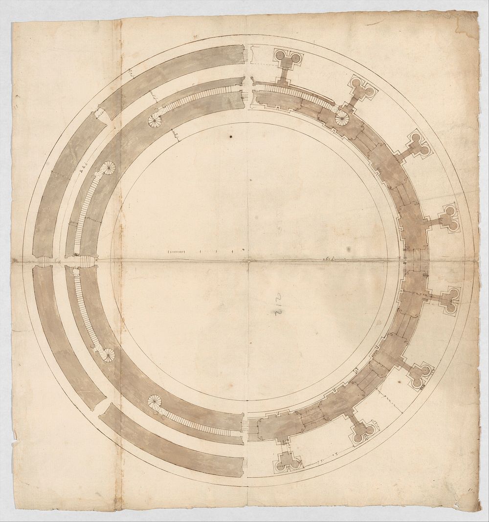 St. Peter's, drum, plans at two levels (recto) blank (verso)