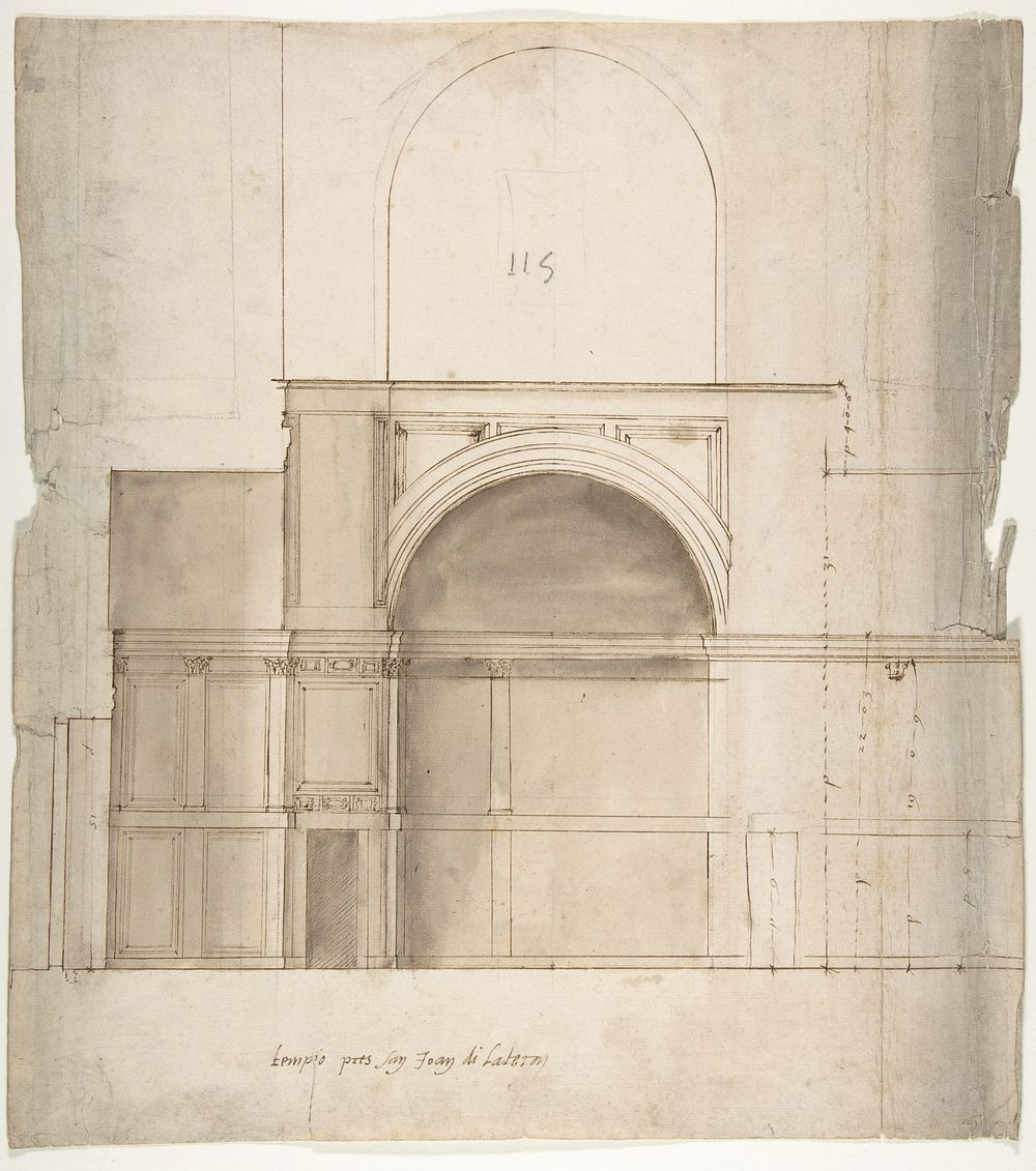 S. Giovanni Laterno, Oratorio della Santa Croce, section (recto) blank (verso), drawn by Anonymous, French, 16th century