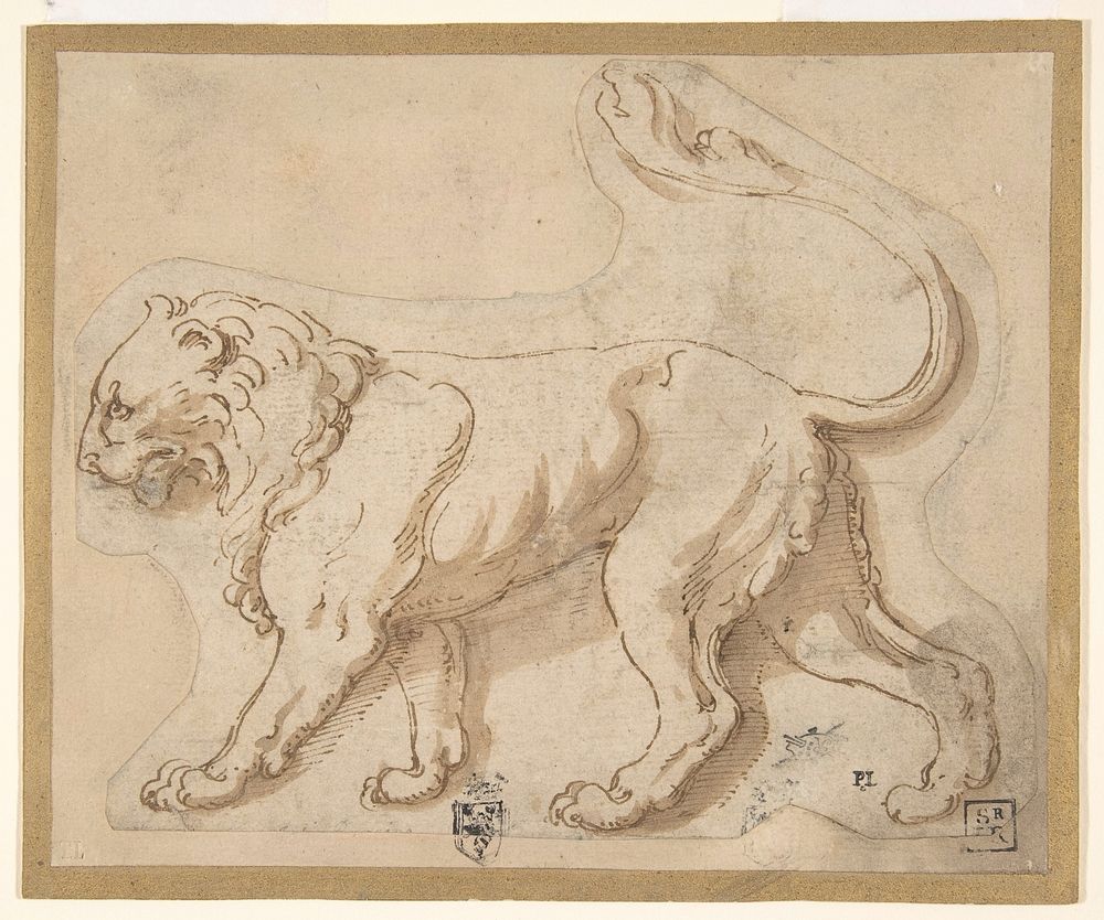 A Lion in Profile Facing to the Left ("Leo") by Giulio Romano