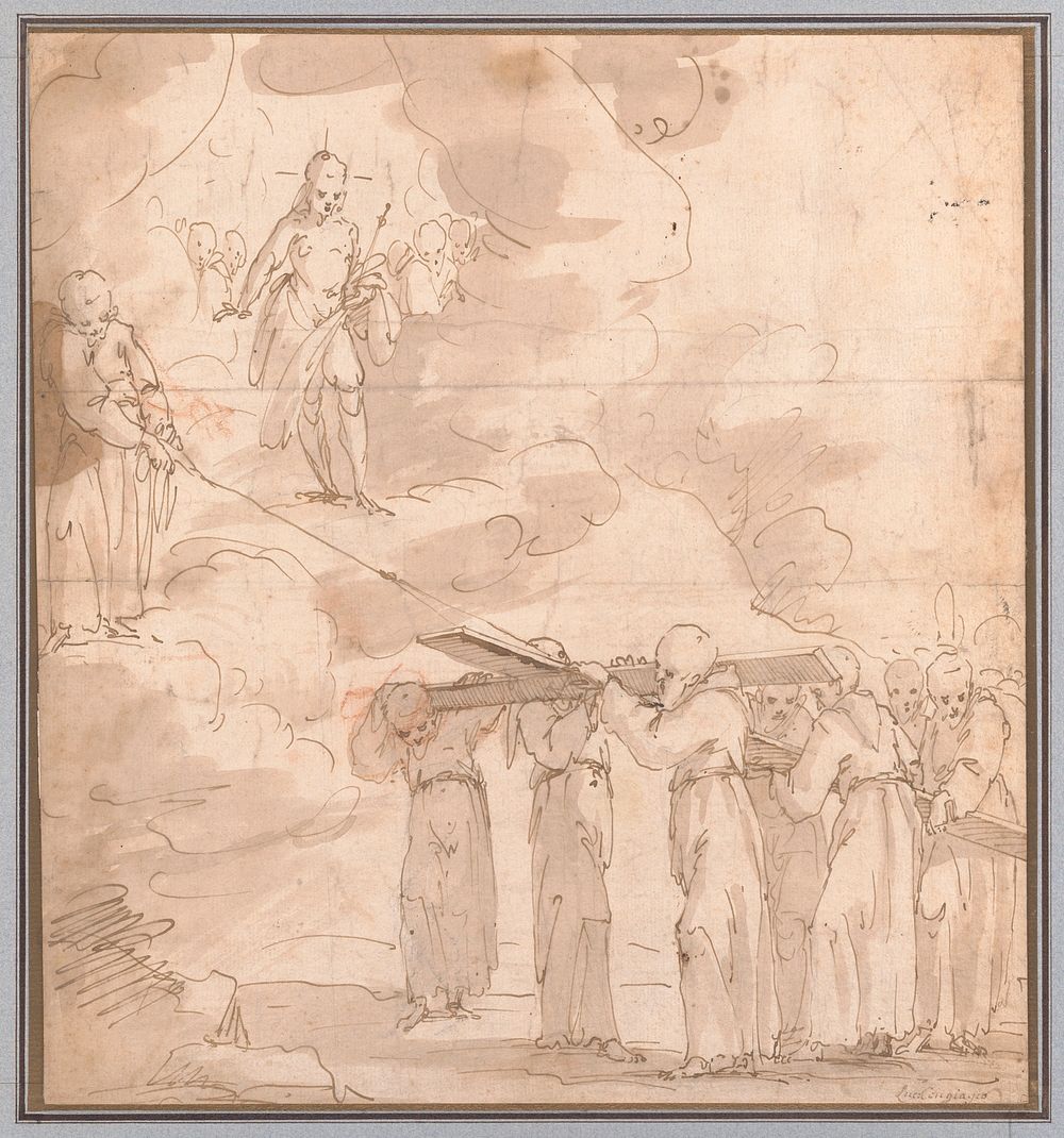 Members of a Monastic Order Carrying the Cross for Christ to Heaven by Giovanni Andrea de Ferrari