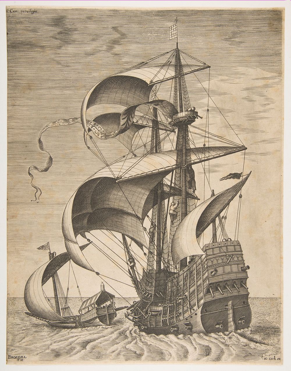 Armed Three-Master on the Open Sea Accompanied by a Galley, from the series  Sailing Vessels