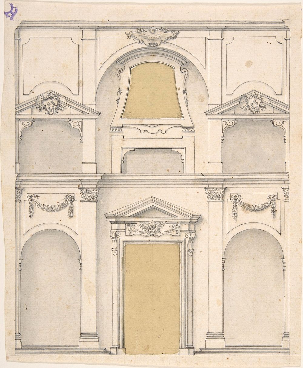 Design for a Wall Elevation over Two Floors, Anonymous, Italian, 17th century