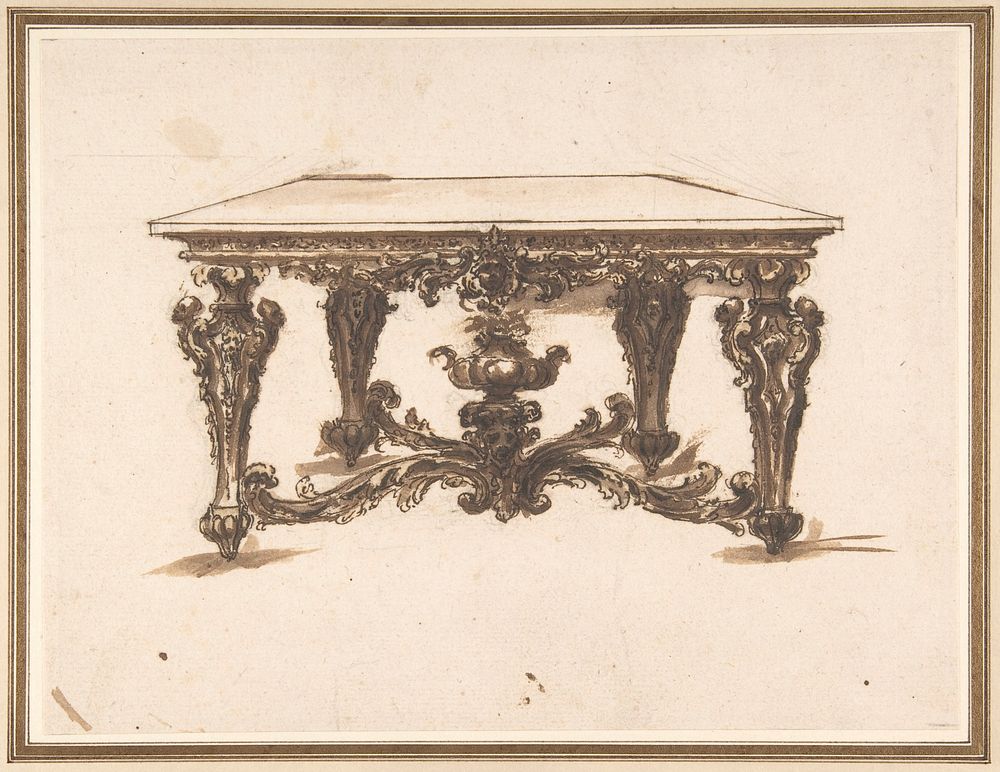 Design for a Table with Ornate Legs, Anonymous, Italian, 17th century