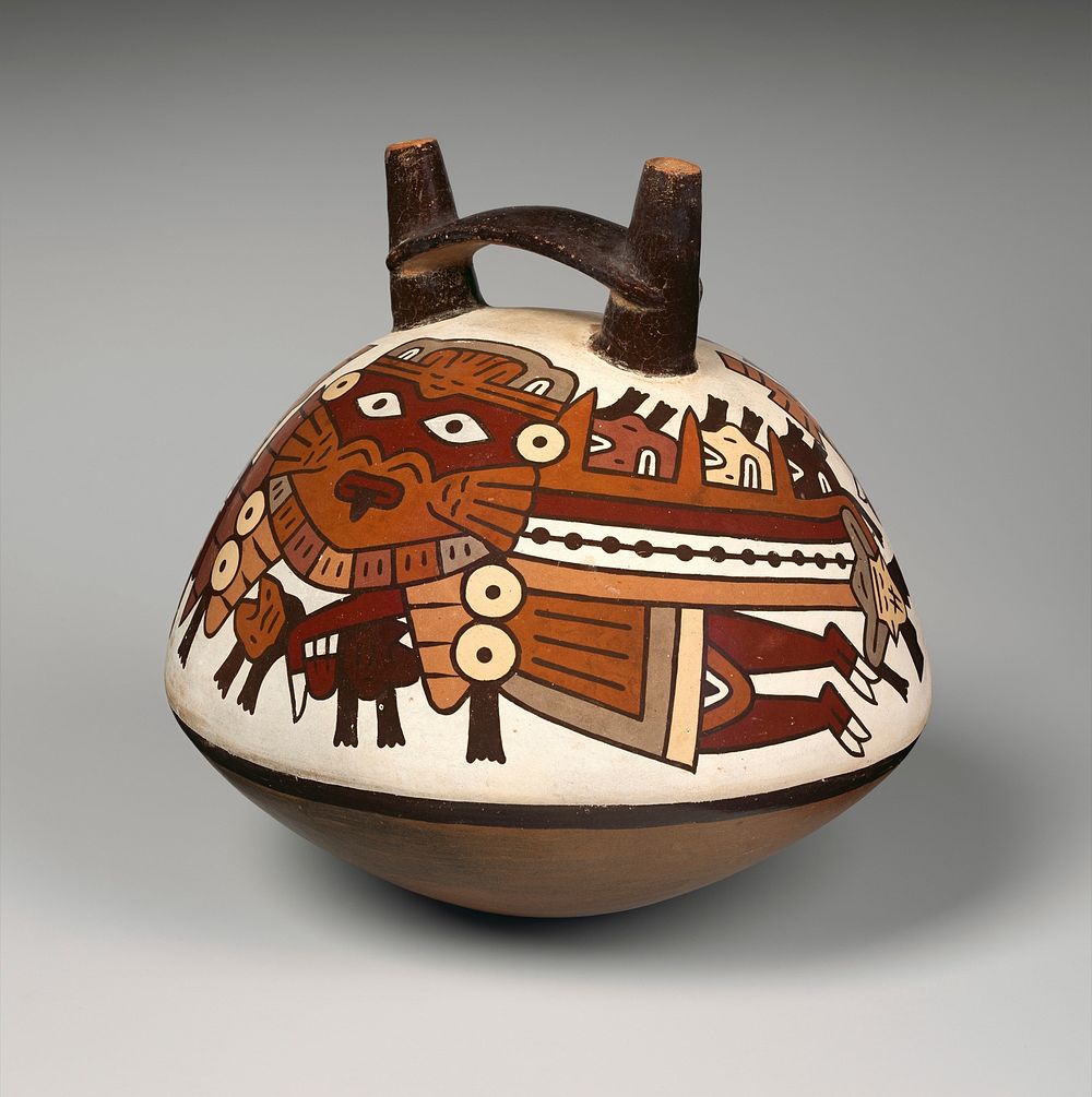 Double-spout bottle with flying figure, Nasca artist(s)