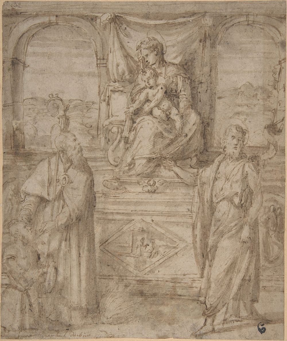 Madonna and Child Enthroned with Saint Basil the Great and Saint John the Baptist and Donor