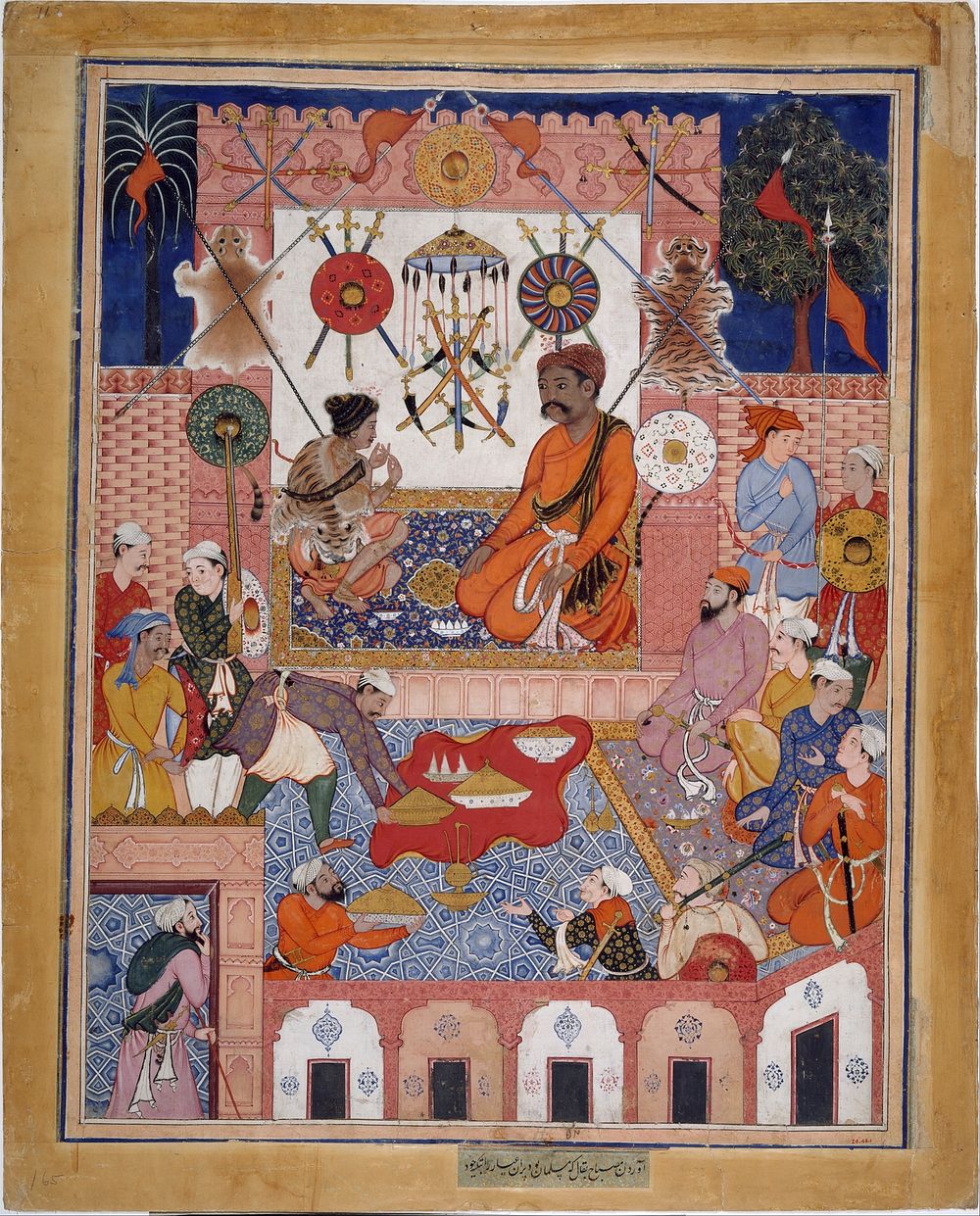 "Misbah the Grocer Brings the Spy Parran to his House", Folio from a Hamzanama (The Adventures of Hamza) attributed to…